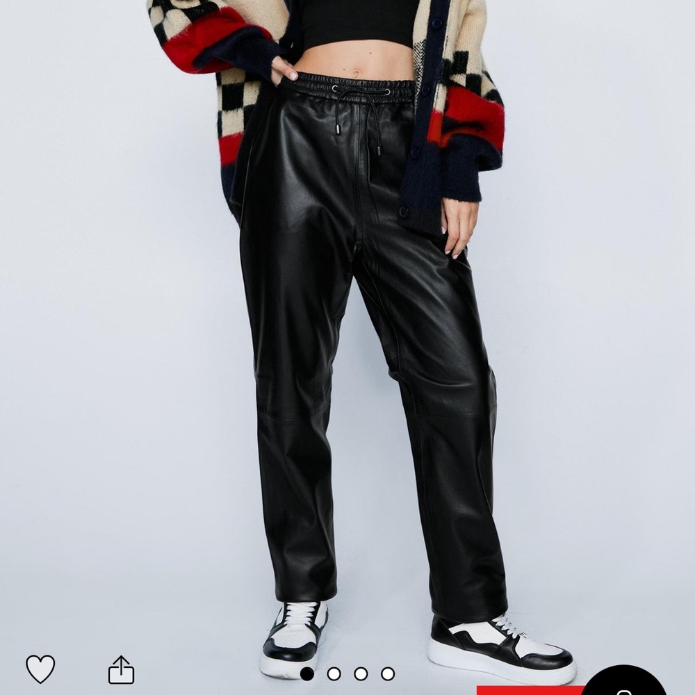 Drawstring Leather Pants